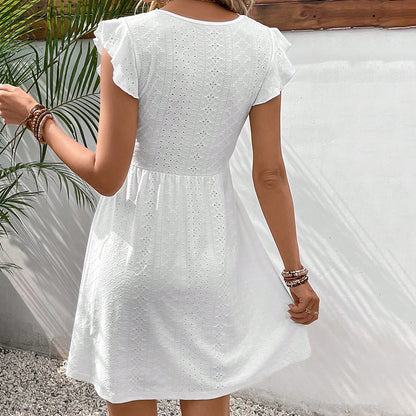 Women's V Neck Lace Mini Dresses