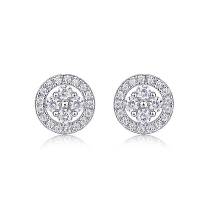 Silver Osmanthus - Fashionable And Luxurious Diamond Jewelry Earrings Set With Moissanite S925 Sterling Silver And Platinum-plated Stud Earrings