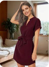 V-neck Short Sleeve Dress