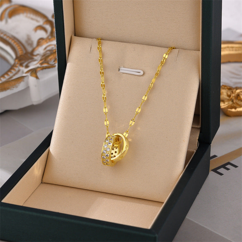 Double Ring Titanium Steel Necklace
