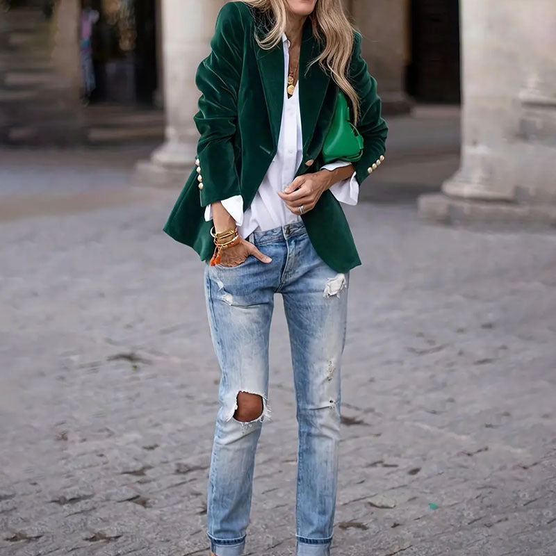 Velvet Lapel Casual Suit