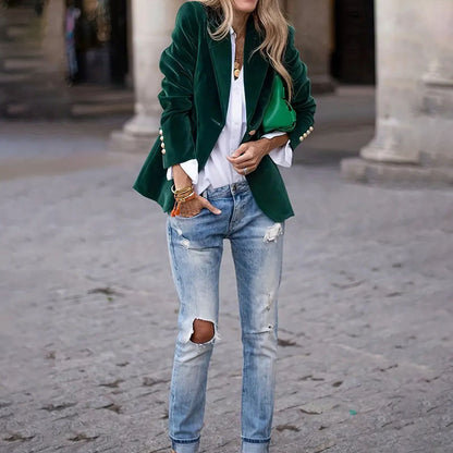 Velvet Lapel Casual Suit