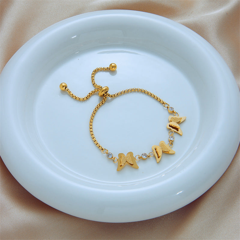 Three-dimensional Butterfly Pull Chain Titanium Steel Bracelet