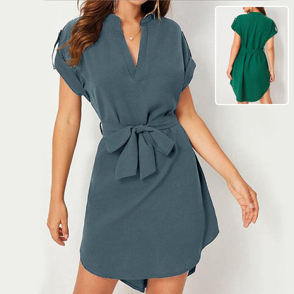 V-neck Short Sleeve Dress