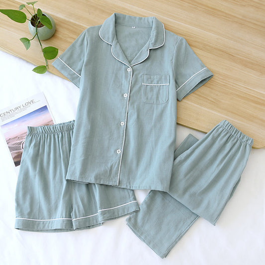 Three-piece Cotton Gauze Pajamas