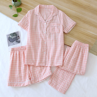 Three-piece Cotton Gauze Pajamas