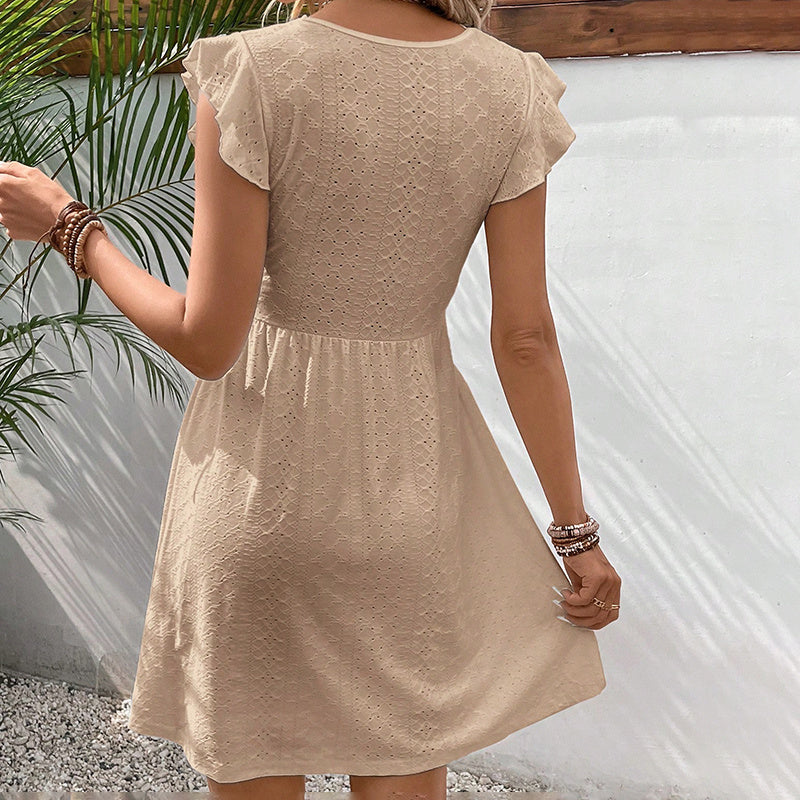 Women's V Neck Lace Mini Dresses