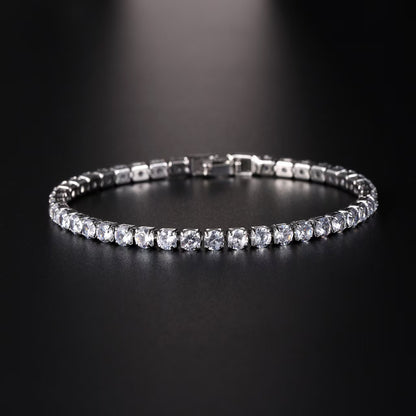 Sleek Luxury Sparkling Zircon Bracelet,Detachable Extender Chain,Unisex For Daily Wear, Christmas Outfits And Beach Occasions