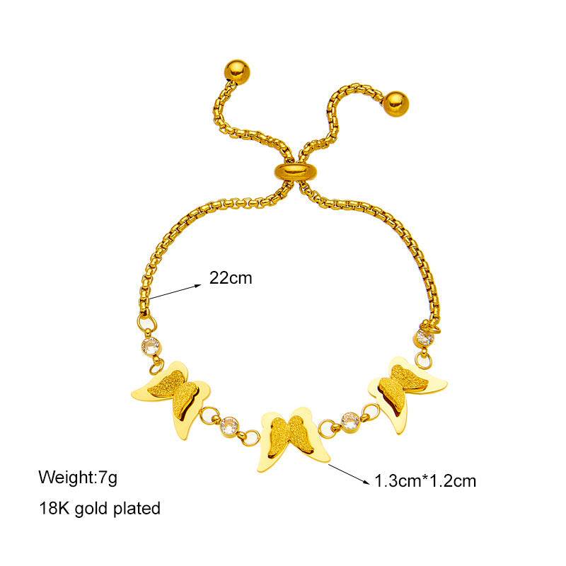 Three-dimensional Butterfly Pull Chain Titanium Steel Bracelet