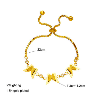 Three-dimensional Butterfly Pull Chain Titanium Steel Bracelet