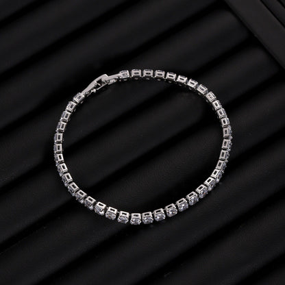 Sleek Luxury Sparkling Zircon Bracelet,Detachable Extender Chain,Unisex For Daily Wear, Christmas Outfits And Beach Occasions