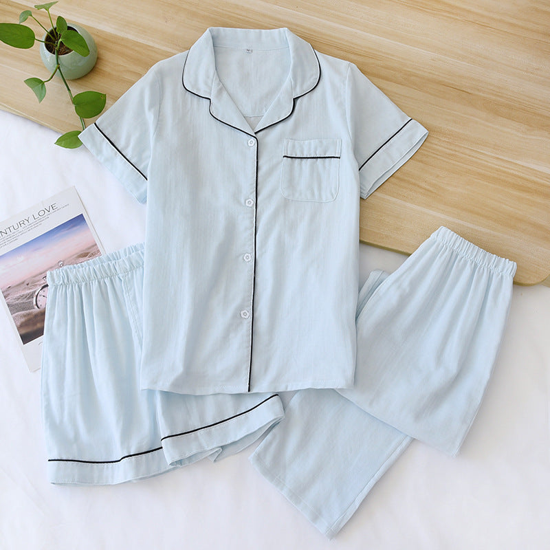 Three-piece Cotton Gauze Pajamas