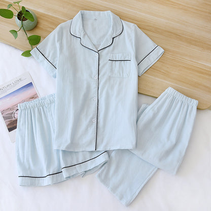 Three-piece Cotton Gauze Pajamas
