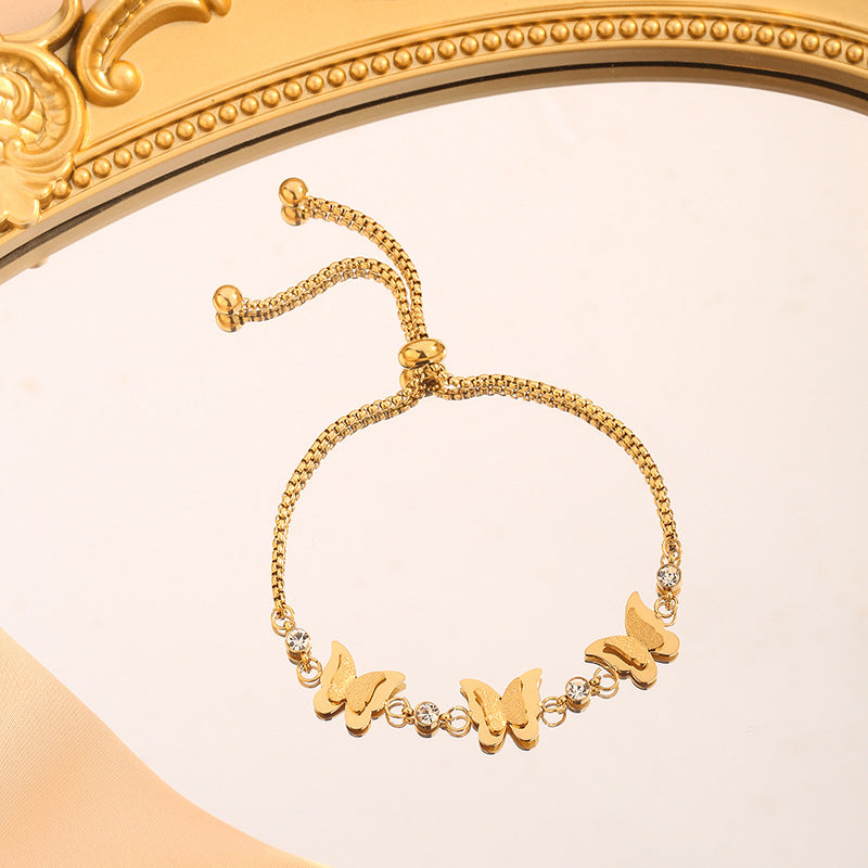 Three-dimensional Butterfly Pull Chain Titanium Steel Bracelet