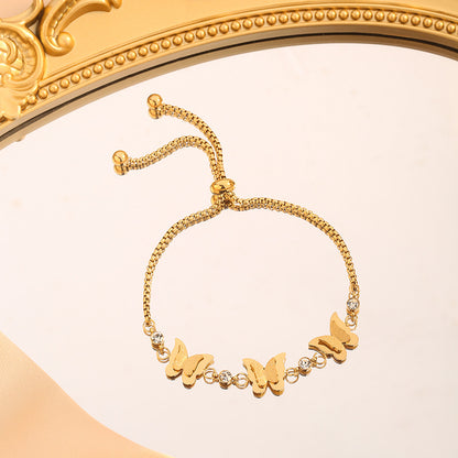 Three-dimensional Butterfly Pull Chain Titanium Steel Bracelet