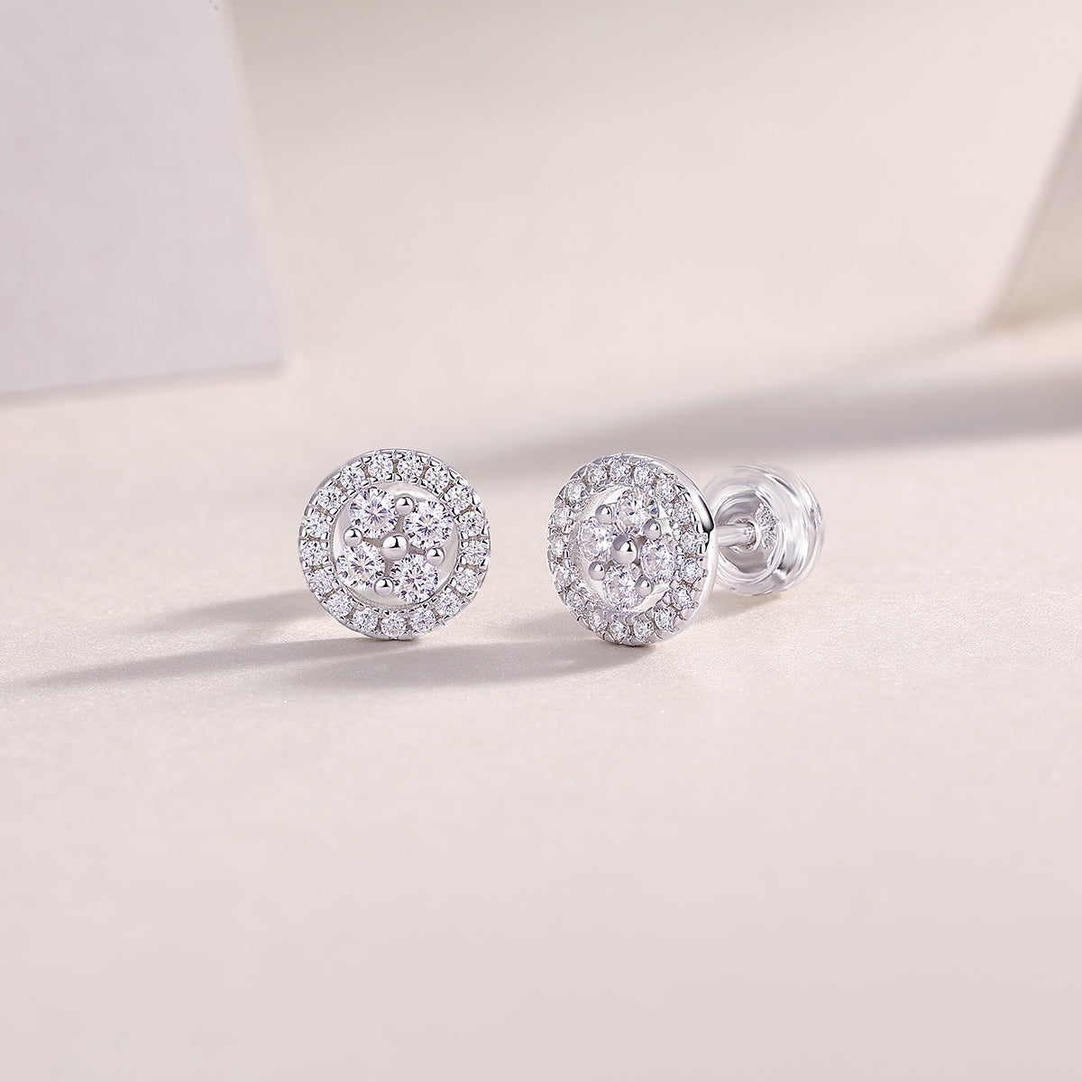 Silver Osmanthus - Fashionable And Luxurious Diamond Jewelry Earrings Set With Moissanite S925 Sterling Silver And Platinum-plated Stud Earrings