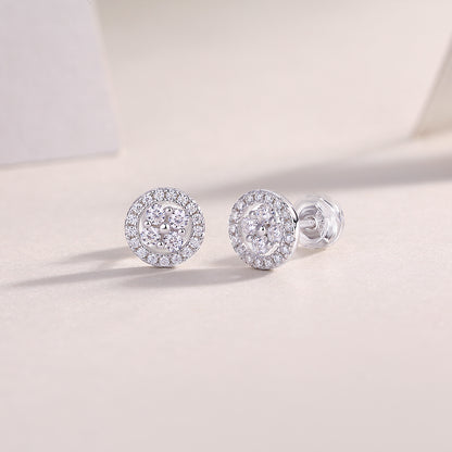 Silver Osmanthus - Fashionable And Luxurious Diamond Jewelry Earrings Set With Moissanite S925 Sterling Silver And Platinum-plated Stud Earrings