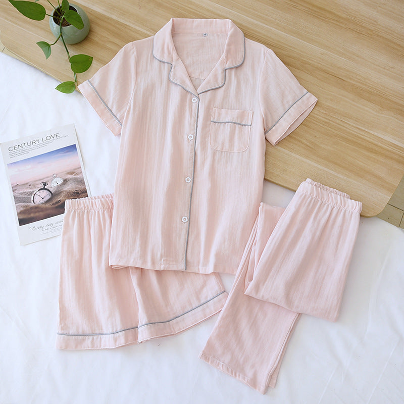 Three-piece Cotton Gauze Pajamas