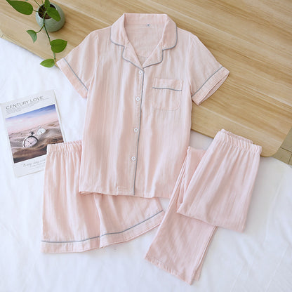 Three-piece Cotton Gauze Pajamas