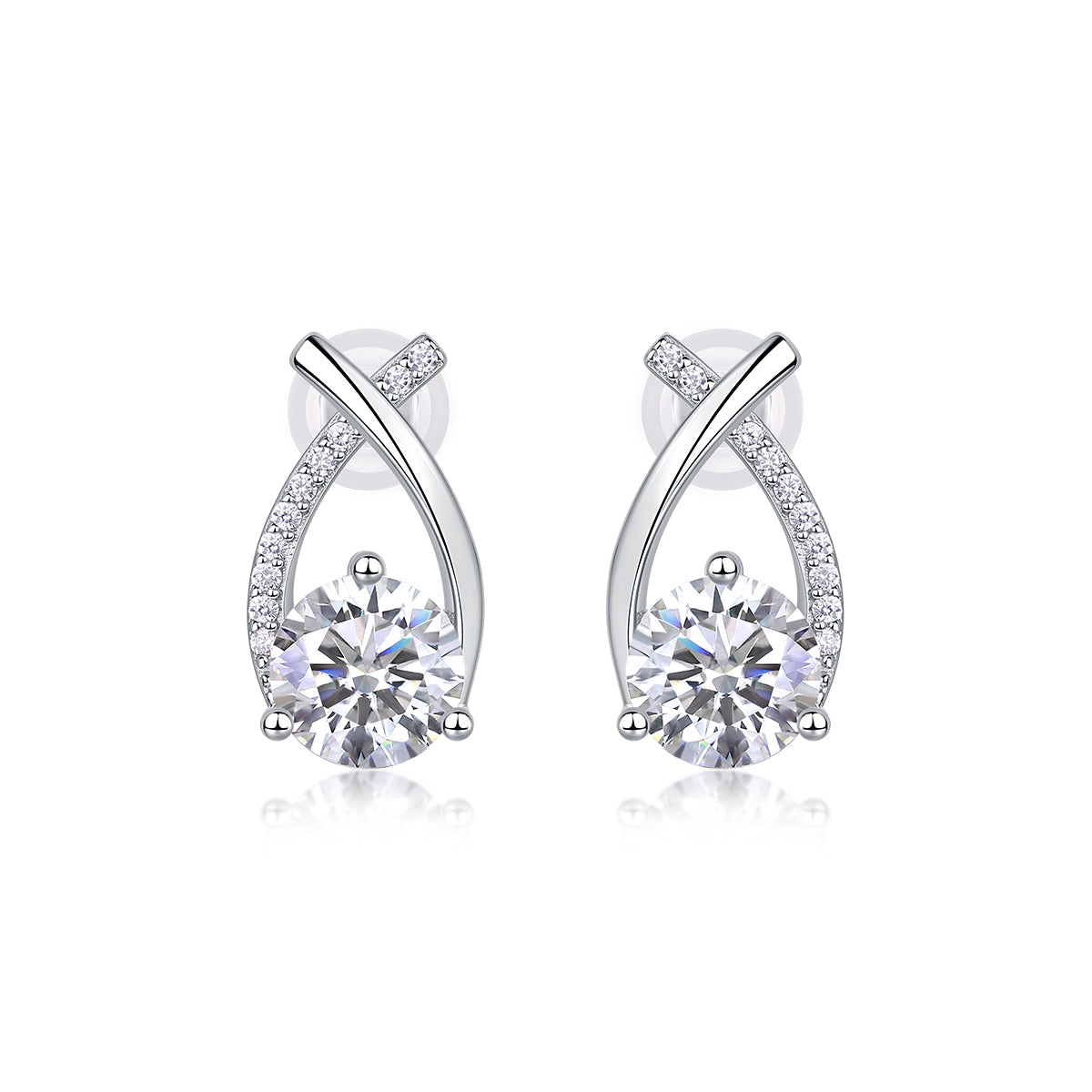Happy Encounter - Fashionable And Luxurious Diamond Jewelry Set With 1-carat Moissan Diamond S925 Sterling Silver And Platinum-plated Stud Earrings