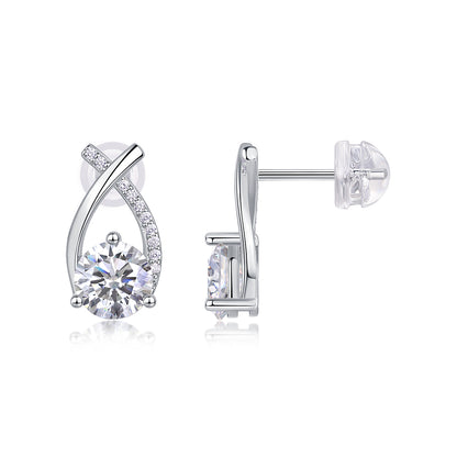 Happy Encounter - Fashionable And Luxurious Diamond Jewelry Set With 1-carat Moissan Diamond S925 Sterling Silver And Platinum-plated Stud Earrings